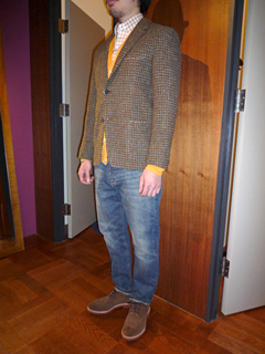 JACKET�i�g�D�����[�����h�j
SHRITS�iSCYE BASICS�j
KNIT�iHARRISS�j
PANTS�iBLUE WORK�j
SHOSE�iWALK OVER�j